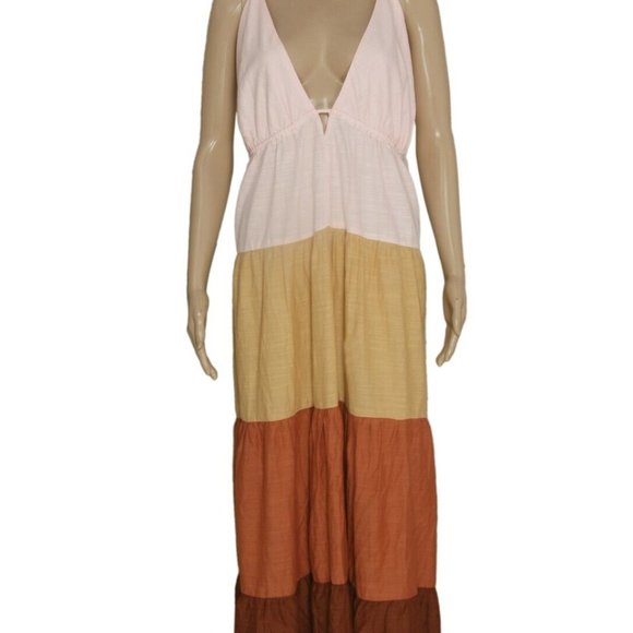 Anthropologie Colorblock Maxi Dress Sleeveless Large L NEW - Picture 4 of 7